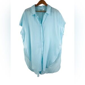 Calia by Carrie Underwood Light Blue Cotton Women's Shirt Dress Size XL